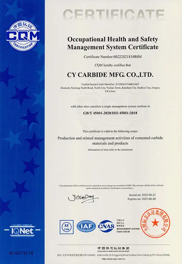 Occupational Health & safety  management system certificate