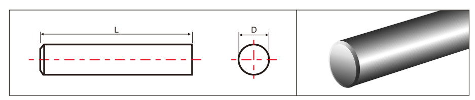 Technical Drawing of Precision Ground Rod, Cut to Length, With Chamfer