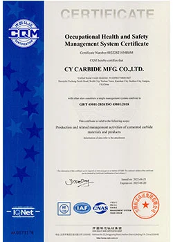 Occupational Health and Safety
Management System Certificate