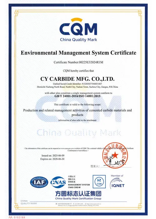 Environmental Management System Certificate