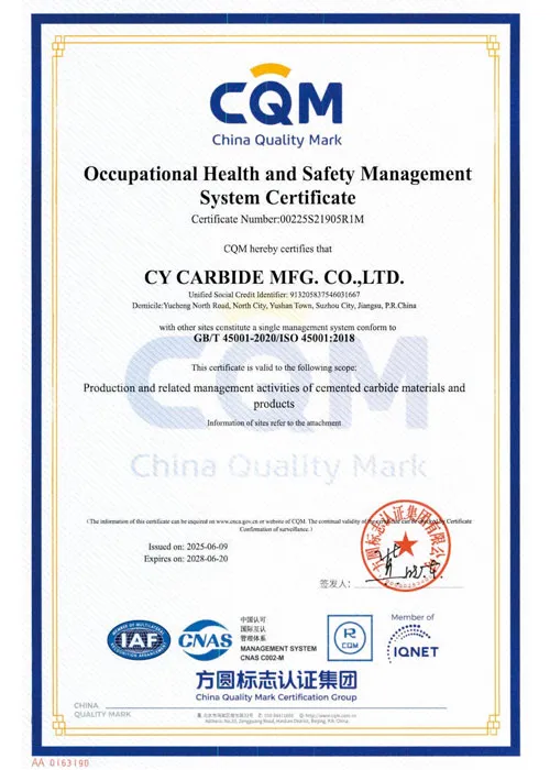 Occupational Health and Safety Management System Certificate